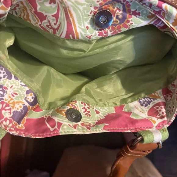 SOLD-Tyler Rodan Pink & Green Paisley Handbag - Picture 8 of 10